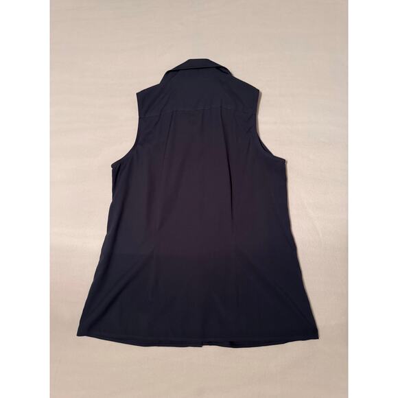 Navy Sleeveless Coldwater Creek Blouse - Picture 8 of 9
